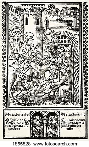 Stock Photo - Specimen Page Of A Block-Book Dating From 1510 Ad. From The National And Domestic History Of England By William Aubrey Published London Circa 1890. Fotosearch