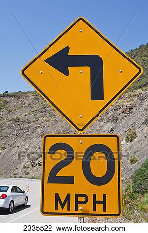 Stock Image - Speed Limit Sign; California, Usa. Fotosearch