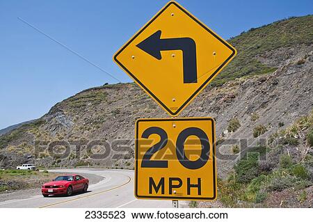 Stock Image - Speed Limit Sign; California, Usa. Fotosearch