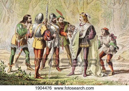 Stock Photograph - Speed Speaks In Two Gentlemen Of Verona, By William Shakespeare. Master, Be One Of Them. Drawn And Etched By Robert Dudley. From The Illustrated Library Shakspeare, Published London 1890.. Fotosearch