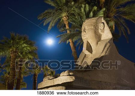 Sphinx And Date Palms With Full Moon Behind View Large Photo Image Stock Photograph - Sphinx And Date Palms With Full Moon Behind. Fotosearch
