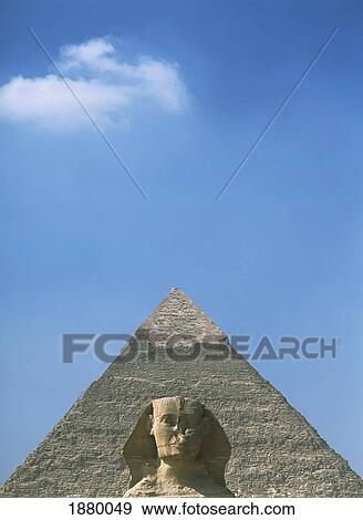 Stock Photo - Sphinx In Front Of Pyramid Of Chephren. Fotosearch