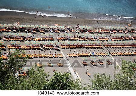 Spiaggia Grande, Positano, Amalfi Coast, Italy; Aerial Of Mediterranean Beach And Seashore View Large Photo Image Stock Image - Spiaggia Grande, Positano, Amalfi Coast, Italy; Aerial Of Mediterranean Beach And Seashore. Fotosearch