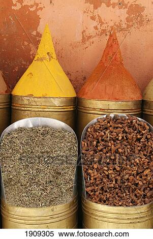 Stock Photography - Spices For Sale In Souk, Marrakesh, Morocco. Fotosearch