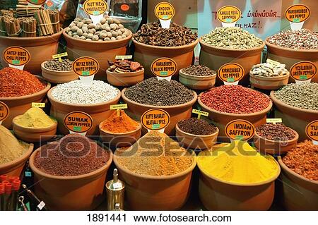 Stock Image - Spices On Spice Bazaar. Fotosearch