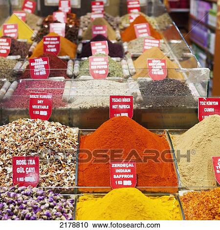 Spices Teas And Other Dried Goods In Bins For Sale; Istanbul Turkey View Large Photo Image Stock Image - Spices Teas And Other Dried Goods In Bins For Sale; Istanbul Turkey. Fotosearch