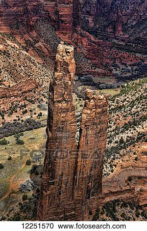 Stock Image - Spider rock, Canyon de Chelly National Monument; Arizona, United States of America. Fotosearch