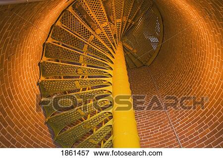 Stock Photo - Spiral Stairs In Barnegat Lighthouse In Ocean County, New Jersey, Usa. Fotosearch