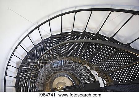 Stock Image - Spiral Stairway In Yaquina Head Lighthouse; Oregon United States Of America. Fotosearch