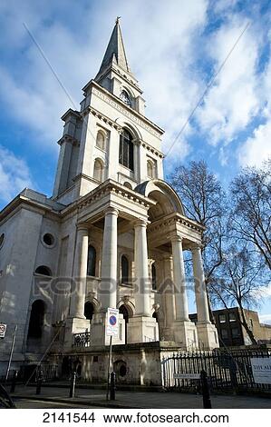 Picture - Spitalfields Church in East London, London, UK. Fotosearch
