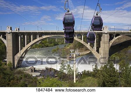 Picture - Spokane Falls Skyride Over Riverfront Park; Spokane, Washington, Usa. Fotosearch