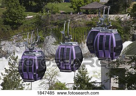 Stock Photography - Spokane Falls Skyride Over Riverfront Park; Spokane, Washington, Usa. Fotosearch
