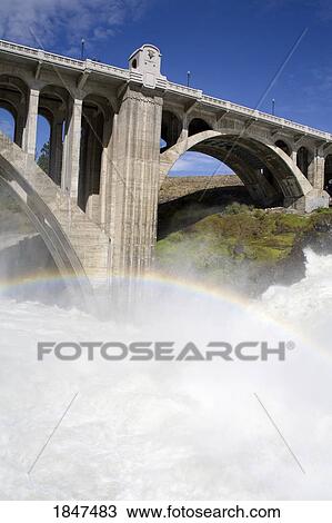 Stock Image - Spokane River During Major Flood In Riverfront Park; Spokane, Washington, Usa. Fotosearch