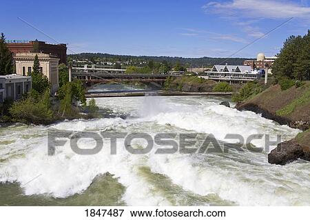 Stock Photo - Spokane River During Major Flood In Riverfront Park; Spokane, Washington, Usa. Fotosearch