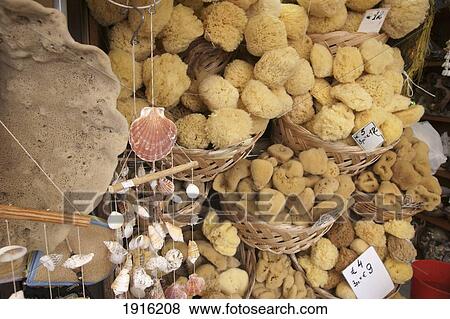 Stock Photo - Sponges On Sale In Old Town Market. Fotosearch