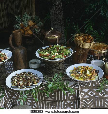 Spread Of Food On Table In Safari Lodge View Large Photo Image Stock Image - Spread Of Food On Table In Safari Lodge. Fotosearch
