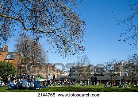 Stock Photography - Spring Day In London Fields, Shoreditch, East London, London, Uk. Fotosearch