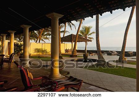 Stock Photo - Sri Lanka, near Unawatuna, Villa If at dusk; Thalpe. Fotosearch