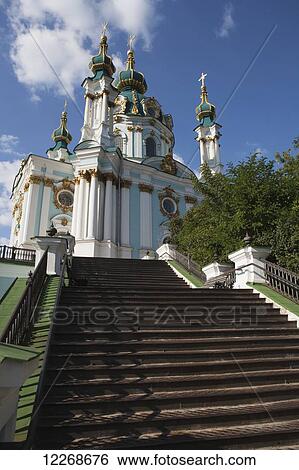 St Andrew's Church on Andriyivsky uzviz; Kiev, Ukraine View Large Photo Image Stock Photograph - St Andrew's Church on Andriyivsky uzviz; Kiev, Ukraine. Fotosearch