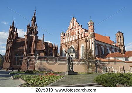 Stock Image - St. Anne's Church & St. Francis' And Bernadine Church, Vilnius, Lithuania. Fotosearch