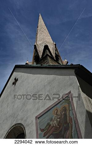 Stock Image - St Catherine's Church. Kitzbuehel. Tyrol. Austria.. Fotosearch