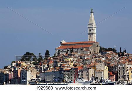 Stock Image - St. Euphemia Parish Church, Old Town Rovinj, Istria, Croatia.. Fotosearch