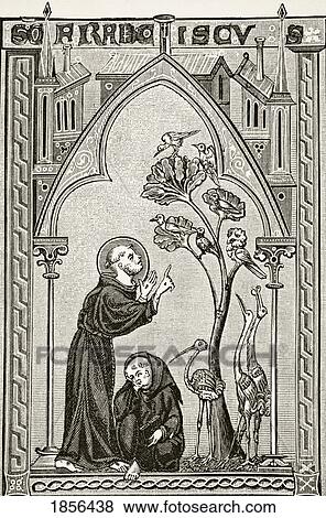 St Francis Of Assisi Talking To The Birds. After Miniature From 13Th Century Psalter. From Science And Literature In The Middle Ages By Paul Lacroix Published London 1878 View Large Photo Image Stock Photo - St Francis Of Assisi Talking To The Birds. After Miniature From 13Th Century Psalter. From Science And Literature In The Middle Ages By Paul Lacroix Published London 1878. Fotosearch