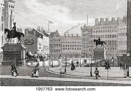 Stock Image - St. George's Square, Liverpool, Lancashire, England In The Late 19Th Century. From Our Own Country Published 1898.. Fotosearch