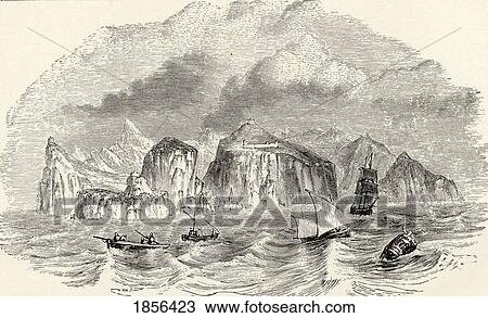 Stock Image - St Helena From The Book Journal Of Researches By Charles Darwin Also Known As Darwin's Journal Of A Voyage Around The World Published 1890. Fotosearch