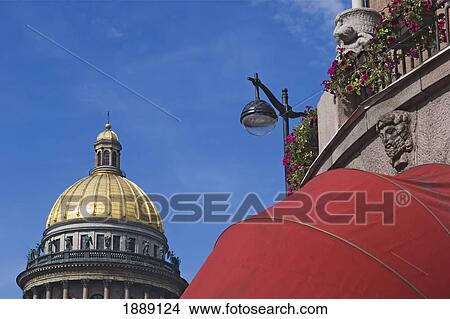 Picture - St Isaac's Cathedral And Red Awning. Fotosearch