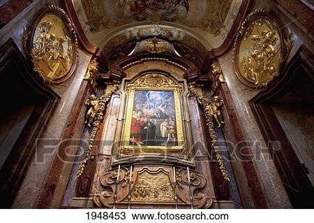 Stock Image - St. Leopold's Altar in the Abbey Church of Stift Melk Benedictine Monastery, Lower Austria, Austria. Fotosearch