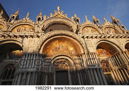 Stock Image - St. Mark's Basilica Off Piazza San Marco Or St. Mark's Square; Venice Veneto Italy. Fotosearch