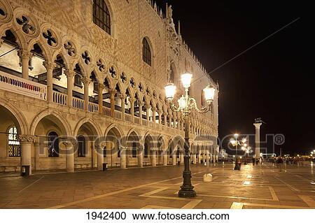 St. Mark's Square And Doge's Palace At Night; Venice Italy View Large Photo Image Stock Image - St. Mark's Square And Doge's Palace At Night; Venice Italy. Fotosearch