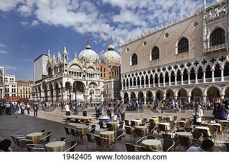 Stock Photography - St. Mark's Square St. Mark's Basilica And Doge's Palace; Venice Italy. Fotosearch