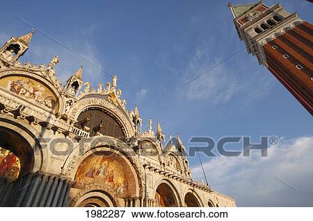 Stock Photo - St. Marks's Basilica And Campanile Off Piazza San Marco Or St. Mark's Square; Venice Veneto Italy. Fotosearch