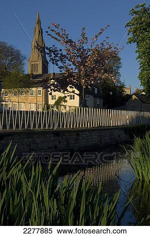 Stock Photography - St Mary's Church viewed from the River Welland; Stamford, Lincolnshire, England. Fotosearch
