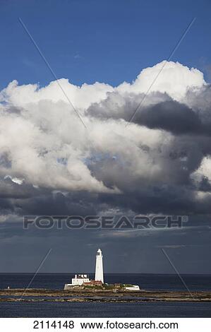 St. Mary's Lighthouse With A Dramatic Cloud Formation Overhead; Whitley Bay Tyne And Wear England View Large Photo Image Stock Photo - St. Mary's Lighthouse With A Dramatic Cloud Formation Overhead; Whitley Bay Tyne And Wear England. Fotosearch