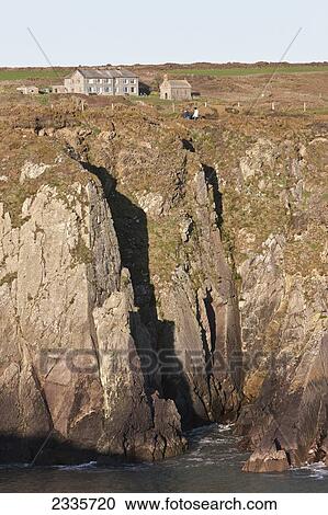 Stock Image - St Non's Retreat And St Non's Chapel Near St David's; Pembrokeshire Coast, Wales, Uk. Fotosearch