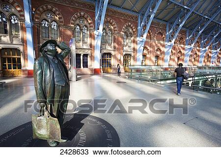 St. Pancras Railway Station and statue; London, England View Large Photo Image Stock Image - St. Pancras Railway Station and statue; London, England. Fotosearch
