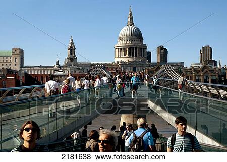 Stock Photo - St Paul's Cathedral And Millenium Bridge, London, Uk. Fotosearch