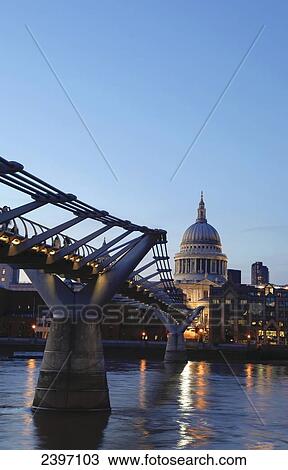St Paul's Cathedral and the Millennium Bridge, River Thames; London, England View Large Photo Image Stock Image - St Paul's Cathedral and the Millennium Bridge, River Thames; London, England. Fotosearch