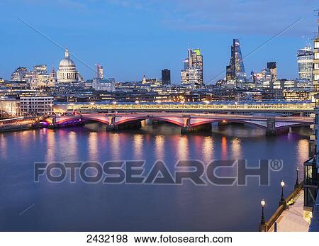 St Paul's Cathedral in the skyline at dusk; London, England View Large Photo Image Stock Photo - St Paul's Cathedral in the skyline at dusk; London, England. Fotosearch