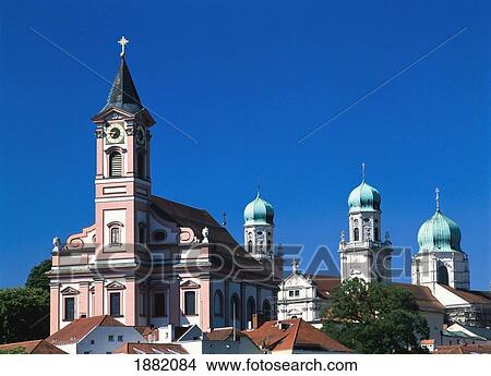 Picture - St. Paul's Church And St, Stephen's Cathedral In Background. Fotosearch