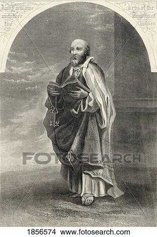 Picture - St Peter From The National Illustrated Family Bible Published C1870. Fotosearch