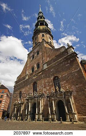 Stock Photo - St. Peter's Church In The Old Town Of Riga; Latvia. Fotosearch