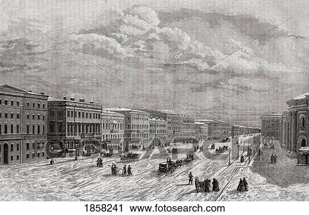 Stock Image - St. Petersburg, Russia In 1794. Engraved By Pannemaker-Ligny After De La Charlerie. From Histoire De La Revolution Francaise By Louis Blanc.. Fotosearch