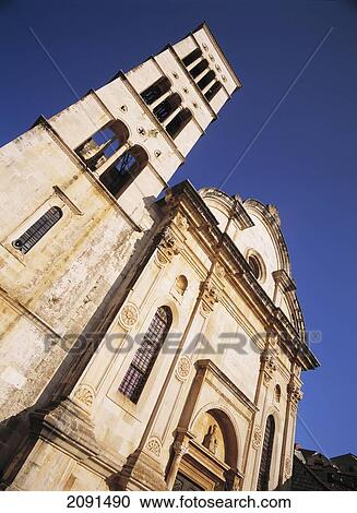 Stock Image - St. Stephen's Cathedral In The Main Square Of Hvar Town, Hvar, Croatia.. Fotosearch