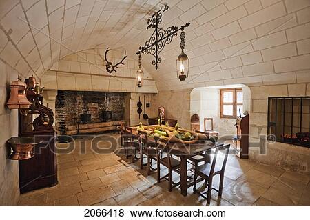 Stock Photo - Staff Dining Room In The Chateau De Chenonceau, Chenonceau, Indre-Et-Loire, France. Fotosearch