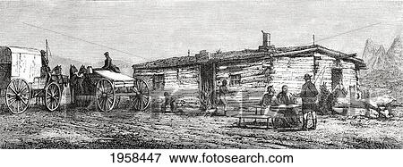 Staging Post Station In The Utah Desert, America In The 19Th Century. From El Mundo En La Mano Published 1875. View Large Photo Image Stock Photo - Staging Post Station In The Utah Desert, America In The 19Th Century. From El Mundo En La Mano Published 1875.. Fotosearch