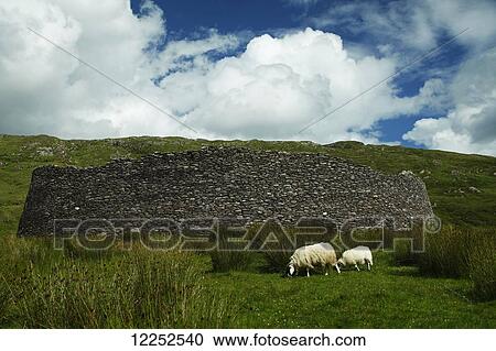 Stock Image - Staigue stone fort on the Wild Atlantic way coastal route; County Kerry, Ireland. Fotosearch